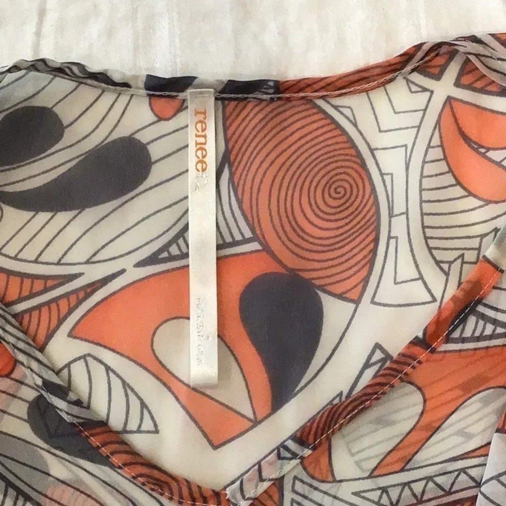 Renee C. Sheer Patterned Top Size Small - Picture 2 of 2